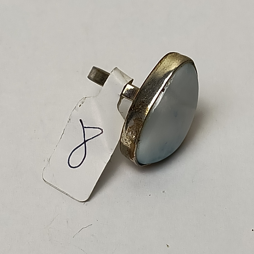 Handmade Artisan Gemstone Larimar Teardrop Statement Ring 8 - Light Blue - Picture 5 of 5